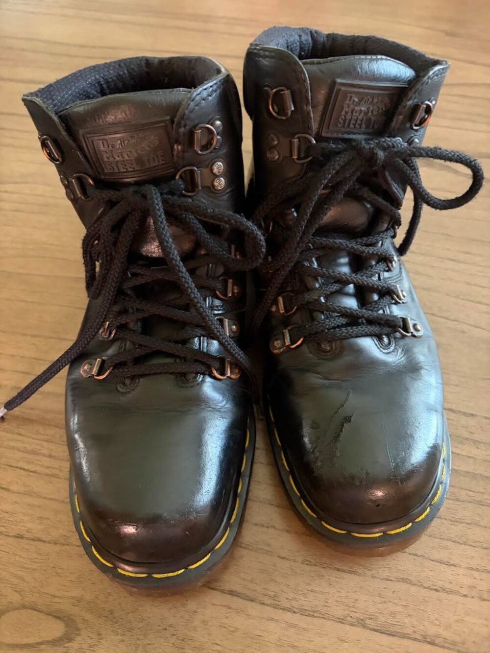 Vintage Dr Marten 8936 Made in England Steel Toe Industrial Boots Mens 10 Black